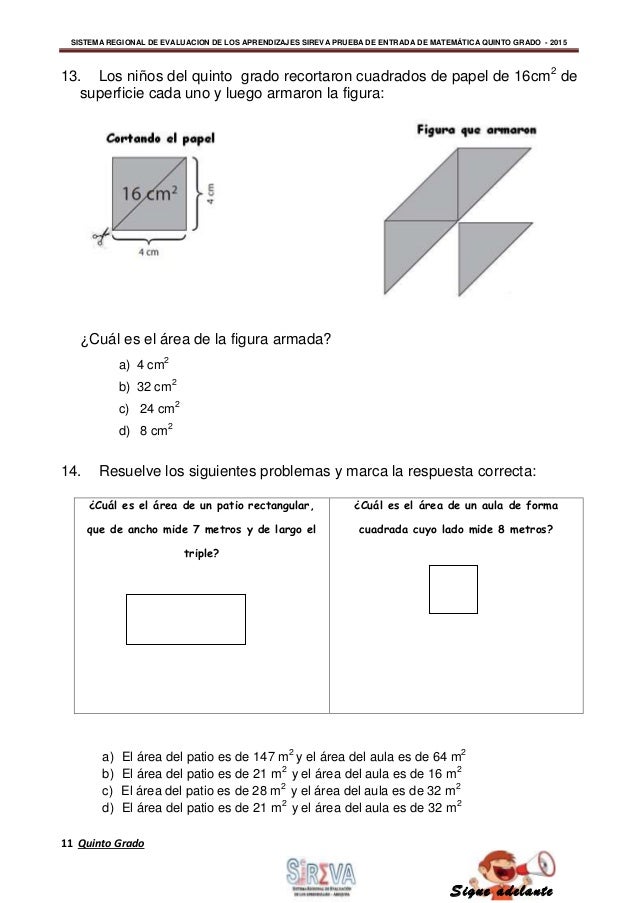 Prueba 5Âº Entrada Matematica Sireva 2015