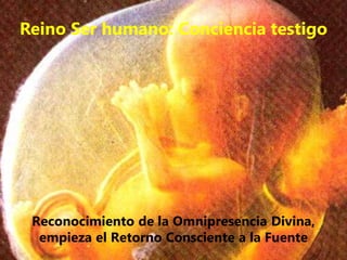 Reino Ser humano: Conciencia testigo
Reconocimiento de la Omnipresencia Divina,
empieza el Retorno Consciente a la Fuente
 
