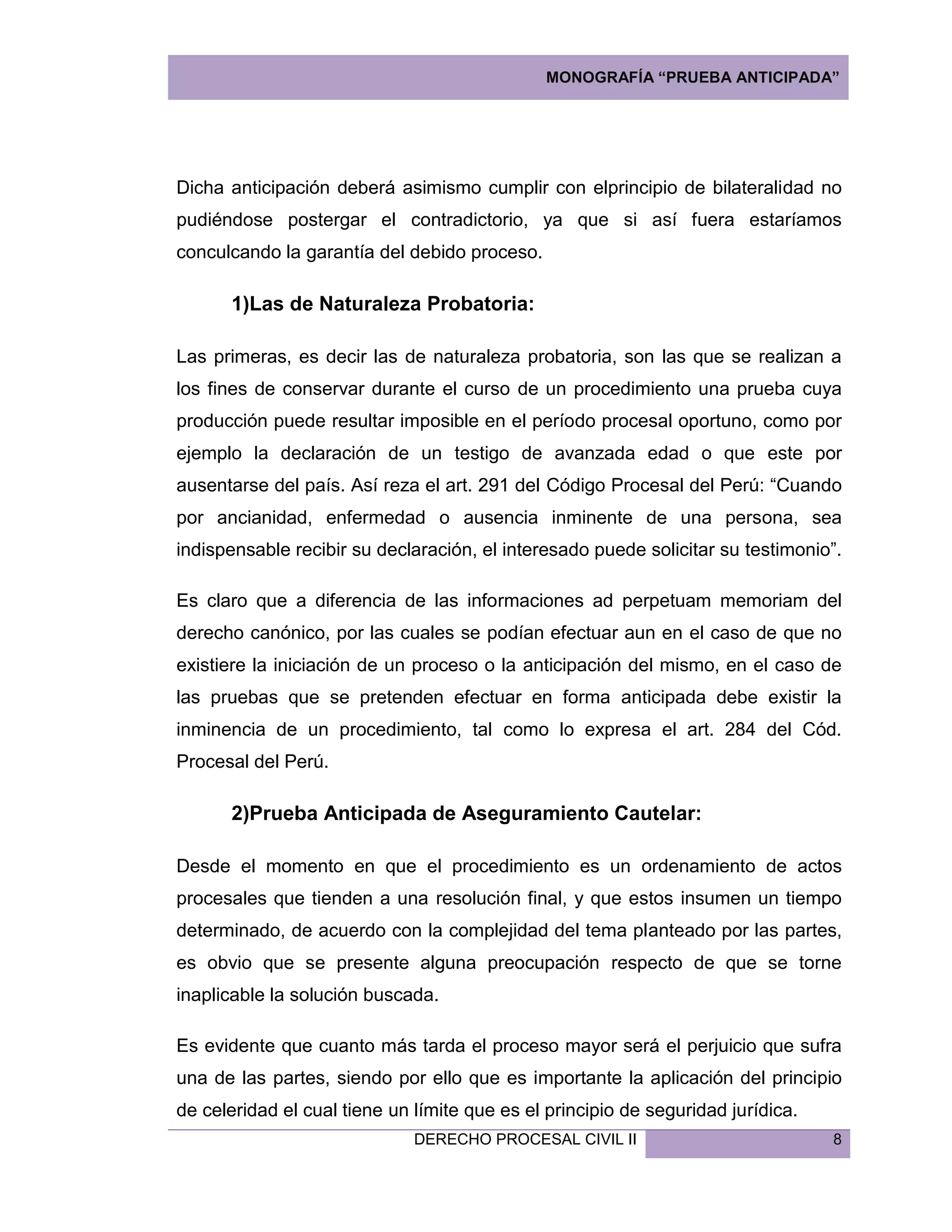 Prueba anticipada | DOCX | Law