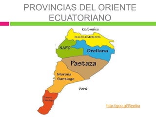 PROVINCIAS DEL ORIENTE
ECUATORIANO
http://goo.gl/Gyeiba
 