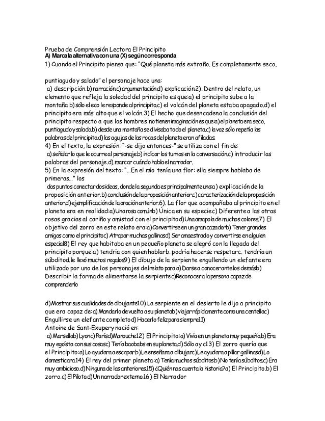 preguntas de comprension del principito prueba de comprensi 243 n lectora el principito preguntas de comprension del principito prueba de comprensi 243 n lectora el principito