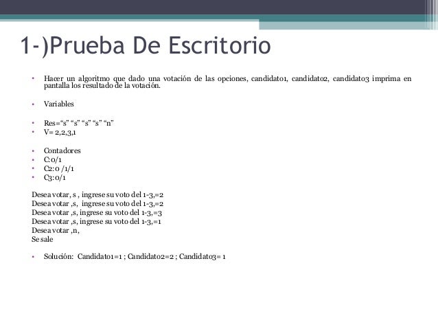 Prueba de escritorio