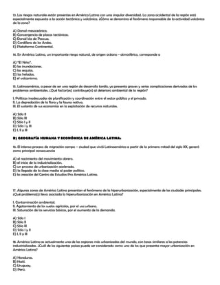 Prueba de geografía 4 to a
