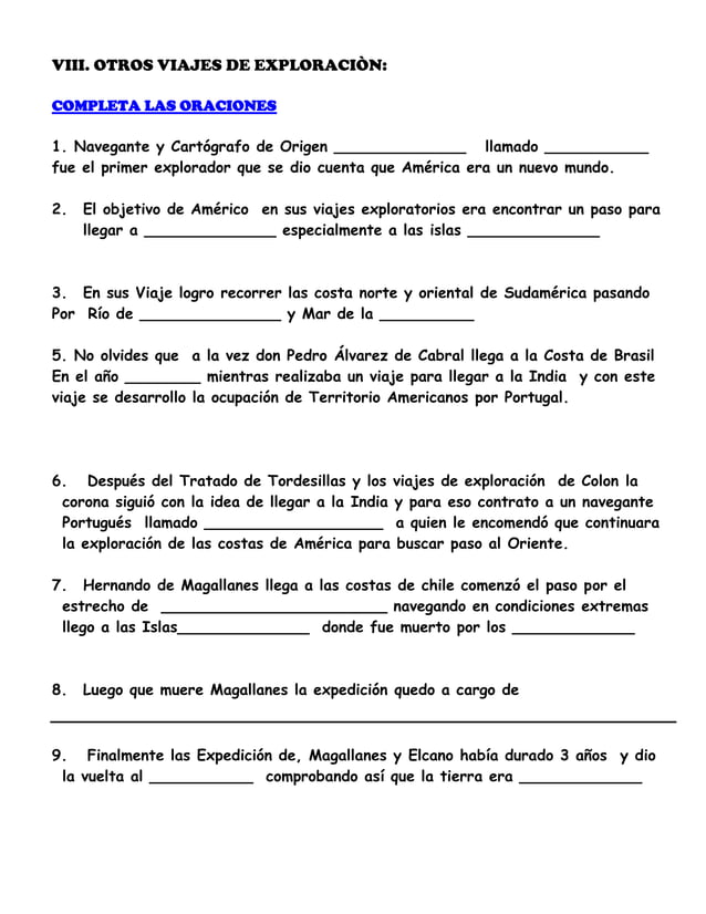 Prueba de la historia de la conquista y descubrimiento america 5º año