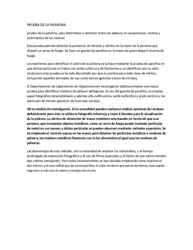 Prueba de la parafina