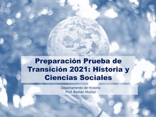 Preparación Prueba de
Transición 2021: Historia y
Ciencias Sociales
Departamento de Historia
Prof. Bastian Muñoz
 