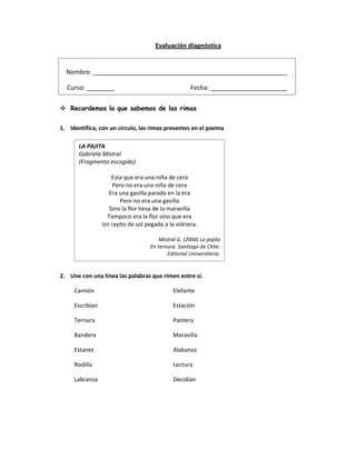 Rima Linea Prueba diagnóstica rimas | PDF