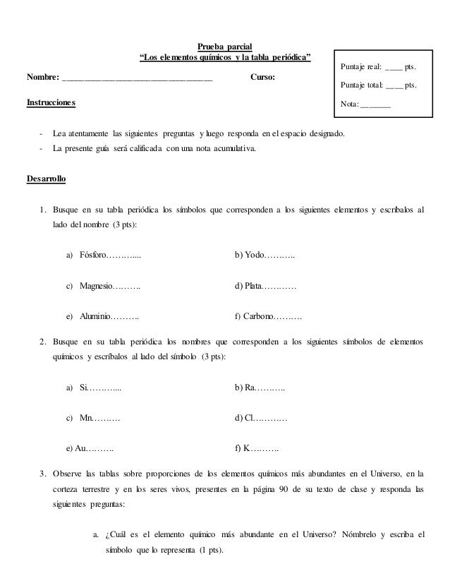 prueba parcial los elementos qumicos y la tabla peridica nombre - Test De Tabla Periodica De Los Elementos Quimicos prueba parcial los elementos qumicos y la tabla peridica nombre - Test De Tabla Periodica De Los Elementos Quimicos