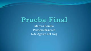 Marcos Bonilla
Primero Básico B
6 de Agosto del 2013
 