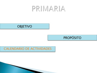 OBJETIVO PROPÓSITO CALENDARIO DE ACTIVIDADES 