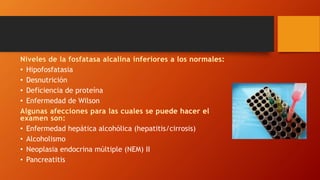 • Hipofosfatasia
• Desnutrición
• Deficiencia de proteína
• Enfermedad de Wilson
• Enfermedad hepática alcohólica (hepatitis/cirrosis)
• Alcoholismo
• Neoplasia endocrina múltiple (NEM) II
• Pancreatitis
 