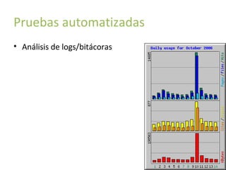 Pruebas automatizadas
• Análisis de logs/bitácoras

 