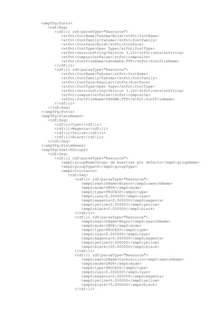 <xmpTPg:Fonts>
<rdf:Bag>
<rdf:li rdf:parseType="Resource">
<stFnt:fontName>Tahoma-Bold</stFnt:fontName>
<stFnt:fontFamily>Tahoma</stFnt:fontFamily>
<stFnt:fontFace>Bold</stFnt:fontFace>
<stFnt:fontType>Open Type</stFnt:fontType>
<stFnt:versionString>Version 3.15</stFnt:versionString>
<stFnt:composite>False</stFnt:composite>
<stFnt:fontFileName>tahomabd.TTF</stFnt:fontFileName>
</rdf:li>
<rdf:li rdf:parseType="Resource">
<stFnt:fontName>Tahoma</stFnt:fontName>
<stFnt:fontFamily>Tahoma</stFnt:fontFamily>
<stFnt:fontFace>Regular</stFnt:fontFace>
<stFnt:fontType>Open Type</stFnt:fontType>
<stFnt:versionString>Version 3.15</stFnt:versionString>
<stFnt:composite>False</stFnt:composite>
<stFnt:fontFileName>TAHOMA.TTF</stFnt:fontFileName>
</rdf:li>
</rdf:Bag>
</xmpTPg:Fonts>
<xmpTPg:PlateNames>
<rdf:Seq>
<rdf:li>Cyan</rdf:li>
<rdf:li>Magenta</rdf:li>
<rdf:li>Yellow</rdf:li>
<rdf:li>Black</rdf:li>
</rdf:Seq>
</xmpTPg:PlateNames>
<xmpTPg:SwatchGroups>
<rdf:Seq>
<rdf:li rdf:parseType="Resource">
<xmpG:groupName>Grupo de muestras por defecto</xmpG:groupName>
<xmpG:groupType>0</xmpG:groupType>
<xmpG:Colorants>
<rdf:Seq>
<rdf:li rdf:parseType="Resource">
<xmpG:swatchName>Blanco</xmpG:swatchName>
<xmpG:mode>CMYK</xmpG:mode>
<xmpG:type>PROCESS</xmpG:type>
<xmpG:cyan>0.000000</xmpG:cyan>
<xmpG:magenta>0.000000</xmpG:magenta>
<xmpG:yellow>0.000000</xmpG:yellow>
<xmpG:black>0.000000</xmpG:black>
</rdf:li>
<rdf:li rdf:parseType="Resource">
<xmpG:swatchName>Negro</xmpG:swatchName>
<xmpG:mode>CMYK</xmpG:mode>
<xmpG:type>PROCESS</xmpG:type>
<xmpG:cyan>0.000000</xmpG:cyan>
<xmpG:magenta>0.000000</xmpG:magenta>
<xmpG:yellow>0.000000</xmpG:yellow>
<xmpG:black>100.000000</xmpG:black>
</rdf:li>
<rdf:li rdf:parseType="Resource">
<xmpG:swatchName>Carboncillo</xmpG:swatchName>
<xmpG:mode>CMYK</xmpG:mode>
<xmpG:type>PROCESS</xmpG:type>
<xmpG:cyan>0.000000</xmpG:cyan>
<xmpG:magenta>0.000000</xmpG:magenta>
<xmpG:yellow>0.000000</xmpG:yellow>
<xmpG:black>75.000000</xmpG:black>
</rdf:li>
 