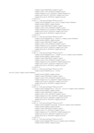 <xmpG:type>PROCESS</xmpG:type>
<xmpG:cyan>100.000000</xmpG:cyan>
<xmpG:magenta>25.000000</xmpG:magenta>
<xmpG:yellow>25.000000</xmpG:yellow>
<xmpG:black>0.000000</xmpG:black>
</rdf:li>
<rdf:li rdf:parseType="Resource">
<xmpG:swatchName>Cian puro</xmpG:swatchName>
<xmpG:mode>CMYK</xmpG:mode>
<xmpG:type>PROCESS</xmpG:type>
<xmpG:cyan>100.000000</xmpG:cyan>
<xmpG:magenta>0.000000</xmpG:magenta>
<xmpG:yellow>0.000000</xmpG:yellow>
<xmpG:black>0.000000</xmpG:black>
</rdf:li>
<rdf:li rdf:parseType="Resource">
<xmpG:swatchName>Azul Hawaii</xmpG:swatchName>
<xmpG:mode>CMYK</xmpG:mode>
<xmpG:type>PROCESS</xmpG:type>
<xmpG:cyan>100.000000</xmpG:cyan>
<xmpG:magenta>25.000000</xmpG:magenta>
<xmpG:yellow>0.000000</xmpG:yellow>
<xmpG:black>0.000000</xmpG:black>
</rdf:li>
<rdf:li rdf:parseType="Resource">
<xmpG:swatchName>Azul crepÃºsculo</xmpG:swatchName>
<xmpG:mode>CMYK</xmpG:mode>
<xmpG:type>PROCESS</xmpG:type>
<xmpG:cyan>100.000000</xmpG:cyan>
<xmpG:magenta>50.000000</xmpG:magenta>
<xmpG:yellow>0.000000</xmpG:yellow>
<xmpG:black>0.000000</xmpG:black>
</rdf:li>
<rdf:li rdf:parseType="Resource">
<xmpG:swatchName>Azul noche
estrellada</xmpG:swatchName>
<xmpG:mode>CMYK</xmpG:mode>
<xmpG:type>PROCESS</xmpG:type>
<xmpG:cyan>100.000000</xmpG:cyan>
<xmpG:magenta>75.000000</xmpG:magenta>
<xmpG:yellow>0.000000</xmpG:yellow>
<xmpG:black>0.000000</xmpG:black>
</rdf:li>
<rdf:li rdf:parseType="Resource">
<xmpG:swatchName>Azul marino oscuro</xmpG:swatchName>
<xmpG:mode>CMYK</xmpG:mode>
<xmpG:type>PROCESS</xmpG:type>
<xmpG:cyan>100.000000</xmpG:cyan>
<xmpG:magenta>100.000000</xmpG:magenta>
<xmpG:yellow>0.000000</xmpG:yellow>
<xmpG:black>0.000000</xmpG:black>
</rdf:li>
<rdf:li rdf:parseType="Resource">
<xmpG:swatchName>Lavanda fresca</xmpG:swatchName>
<xmpG:mode>CMYK</xmpG:mode>
<xmpG:type>PROCESS</xmpG:type>
<xmpG:cyan>75.000000</xmpG:cyan>
<xmpG:magenta>75.000000</xmpG:magenta>
<xmpG:yellow>0.000000</xmpG:yellow>
<xmpG:black>0.000000</xmpG:black>
</rdf:li>
<rdf:li rdf:parseType="Resource">
<xmpG:swatchName>PÃºrpura</xmpG:swatchName>
<xmpG:mode>CMYK</xmpG:mode>
 