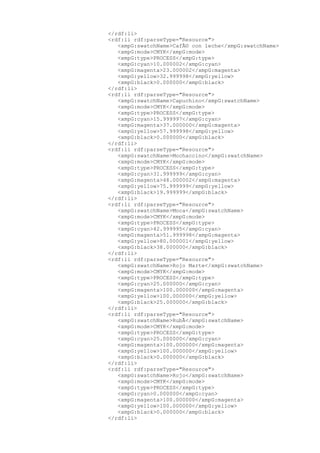 </rdf:li>
<rdf:li rdf:parseType="Resource">
<xmpG:swatchName>CafÃ© con leche</xmpG:swatchName>
<xmpG:mode>CMYK</xmpG:mode>
<xmpG:type>PROCESS</xmpG:type>
<xmpG:cyan>10.000002</xmpG:cyan>
<xmpG:magenta>23.000002</xmpG:magenta>
<xmpG:yellow>32.999998</xmpG:yellow>
<xmpG:black>0.000000</xmpG:black>
</rdf:li>
<rdf:li rdf:parseType="Resource">
<xmpG:swatchName>Capuchino</xmpG:swatchName>
<xmpG:mode>CMYK</xmpG:mode>
<xmpG:type>PROCESS</xmpG:type>
<xmpG:cyan>15.999997</xmpG:cyan>
<xmpG:magenta>37.000000</xmpG:magenta>
<xmpG:yellow>57.999998</xmpG:yellow>
<xmpG:black>0.000000</xmpG:black>
</rdf:li>
<rdf:li rdf:parseType="Resource">
<xmpG:swatchName>Mochaccino</xmpG:swatchName>
<xmpG:mode>CMYK</xmpG:mode>
<xmpG:type>PROCESS</xmpG:type>
<xmpG:cyan>31.999999</xmpG:cyan>
<xmpG:magenta>48.000002</xmpG:magenta>
<xmpG:yellow>75.999999</xmpG:yellow>
<xmpG:black>19.999999</xmpG:black>
</rdf:li>
<rdf:li rdf:parseType="Resource">
<xmpG:swatchName>Moca</xmpG:swatchName>
<xmpG:mode>CMYK</xmpG:mode>
<xmpG:type>PROCESS</xmpG:type>
<xmpG:cyan>42.999995</xmpG:cyan>
<xmpG:magenta>51.999998</xmpG:magenta>
<xmpG:yellow>80.000001</xmpG:yellow>
<xmpG:black>38.000000</xmpG:black>
</rdf:li>
<rdf:li rdf:parseType="Resource">
<xmpG:swatchName>Rojo Marte</xmpG:swatchName>
<xmpG:mode>CMYK</xmpG:mode>
<xmpG:type>PROCESS</xmpG:type>
<xmpG:cyan>25.000000</xmpG:cyan>
<xmpG:magenta>100.000000</xmpG:magenta>
<xmpG:yellow>100.000000</xmpG:yellow>
<xmpG:black>25.000000</xmpG:black>
</rdf:li>
<rdf:li rdf:parseType="Resource">
<xmpG:swatchName>RubÃ</xmpG:swatchName>
<xmpG:mode>CMYK</xmpG:mode>
<xmpG:type>PROCESS</xmpG:type>
<xmpG:cyan>25.000000</xmpG:cyan>
<xmpG:magenta>100.000000</xmpG:magenta>
<xmpG:yellow>100.000000</xmpG:yellow>
<xmpG:black>0.000000</xmpG:black>
</rdf:li>
<rdf:li rdf:parseType="Resource">
<xmpG:swatchName>Rojo</xmpG:swatchName>
<xmpG:mode>CMYK</xmpG:mode>
<xmpG:type>PROCESS</xmpG:type>
<xmpG:cyan>0.000000</xmpG:cyan>
<xmpG:magenta>100.000000</xmpG:magenta>
<xmpG:yellow>100.000000</xmpG:yellow>
<xmpG:black>0.000000</xmpG:black>
</rdf:li>
 