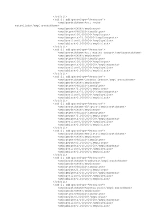 </rdf:li>
<rdf:li rdf:parseType="Resource">
<xmpG:swatchName>Azul noche
estrellada</xmpG:swatchName>
<xmpG:mode>CMYK</xmpG:mode>
<xmpG:type>PROCESS</xmpG:type>
<xmpG:cyan>100.000000</xmpG:cyan>
<xmpG:magenta>75.000000</xmpG:magenta>
<xmpG:yellow>0.000000</xmpG:yellow>
<xmpG:black>0.000000</xmpG:black>
</rdf:li>
<rdf:li rdf:parseType="Resource">
<xmpG:swatchName>Azul marino oscuro</xmpG:swatchName>
<xmpG:mode>CMYK</xmpG:mode>
<xmpG:type>PROCESS</xmpG:type>
<xmpG:cyan>100.000000</xmpG:cyan>
<xmpG:magenta>100.000000</xmpG:magenta>
<xmpG:yellow>0.000000</xmpG:yellow>
<xmpG:black>0.000000</xmpG:black>
</rdf:li>
<rdf:li rdf:parseType="Resource">
<xmpG:swatchName>Lavanda fresca</xmpG:swatchName>
<xmpG:mode>CMYK</xmpG:mode>
<xmpG:type>PROCESS</xmpG:type>
<xmpG:cyan>75.000000</xmpG:cyan>
<xmpG:magenta>75.000000</xmpG:magenta>
<xmpG:yellow>0.000000</xmpG:yellow>
<xmpG:black>0.000000</xmpG:black>
</rdf:li>
<rdf:li rdf:parseType="Resource">
<xmpG:swatchName>PÃºrpura</xmpG:swatchName>
<xmpG:mode>CMYK</xmpG:mode>
<xmpG:type>PROCESS</xmpG:type>
<xmpG:cyan>75.000000</xmpG:cyan>
<xmpG:magenta>100.000000</xmpG:magenta>
<xmpG:yellow>0.000000</xmpG:yellow>
<xmpG:black>0.000000</xmpG:black>
</rdf:li>
<rdf:li rdf:parseType="Resource">
<xmpG:swatchName>Amatista</xmpG:swatchName>
<xmpG:mode>CMYK</xmpG:mode>
<xmpG:type>PROCESS</xmpG:type>
<xmpG:cyan>50.000000</xmpG:cyan>
<xmpG:magenta>100.000000</xmpG:magenta>
<xmpG:yellow>0.000000</xmpG:yellow>
<xmpG:black>0.000000</xmpG:black>
</rdf:li>
<rdf:li rdf:parseType="Resource">
<xmpG:swatchName>Frambuesa</xmpG:swatchName>
<xmpG:mode>CMYK</xmpG:mode>
<xmpG:type>PROCESS</xmpG:type>
<xmpG:cyan>25.000000</xmpG:cyan>
<xmpG:magenta>100.000000</xmpG:magenta>
<xmpG:yellow>0.000000</xmpG:yellow>
<xmpG:black>0.000000</xmpG:black>
</rdf:li>
<rdf:li rdf:parseType="Resource">
<xmpG:swatchName>Magenta puro</xmpG:swatchName>
<xmpG:mode>CMYK</xmpG:mode>
<xmpG:type>PROCESS</xmpG:type>
<xmpG:cyan>0.000000</xmpG:cyan>
<xmpG:magenta>100.000000</xmpG:magenta>
<xmpG:yellow>0.000000</xmpG:yellow>
<xmpG:black>0.000000</xmpG:black>
 