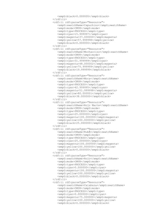 <xmpG:black>0.000000</xmpG:black>
</rdf:li>
<rdf:li rdf:parseType="Resource">
<xmpG:swatchName>Capuchino</xmpG:swatchName>
<xmpG:mode>CMYK</xmpG:mode>
<xmpG:type>PROCESS</xmpG:type>
<xmpG:cyan>15.999997</xmpG:cyan>
<xmpG:magenta>37.000000</xmpG:magenta>
<xmpG:yellow>57.999998</xmpG:yellow>
<xmpG:black>0.000000</xmpG:black>
</rdf:li>
<rdf:li rdf:parseType="Resource">
<xmpG:swatchName>Mochaccino</xmpG:swatchName>
<xmpG:mode>CMYK</xmpG:mode>
<xmpG:type>PROCESS</xmpG:type>
<xmpG:cyan>31.999999</xmpG:cyan>
<xmpG:magenta>48.000002</xmpG:magenta>
<xmpG:yellow>75.999999</xmpG:yellow>
<xmpG:black>19.999999</xmpG:black>
</rdf:li>
<rdf:li rdf:parseType="Resource">
<xmpG:swatchName>Moca</xmpG:swatchName>
<xmpG:mode>CMYK</xmpG:mode>
<xmpG:type>PROCESS</xmpG:type>
<xmpG:cyan>42.999995</xmpG:cyan>
<xmpG:magenta>51.999998</xmpG:magenta>
<xmpG:yellow>80.000001</xmpG:yellow>
<xmpG:black>38.000000</xmpG:black>
</rdf:li>
<rdf:li rdf:parseType="Resource">
<xmpG:swatchName>Rojo Marte</xmpG:swatchName>
<xmpG:mode>CMYK</xmpG:mode>
<xmpG:type>PROCESS</xmpG:type>
<xmpG:cyan>25.000000</xmpG:cyan>
<xmpG:magenta>100.000000</xmpG:magenta>
<xmpG:yellow>100.000000</xmpG:yellow>
<xmpG:black>25.000000</xmpG:black>
</rdf:li>
<rdf:li rdf:parseType="Resource">
<xmpG:swatchName>RubÃ</xmpG:swatchName>
<xmpG:mode>CMYK</xmpG:mode>
<xmpG:type>PROCESS</xmpG:type>
<xmpG:cyan>25.000000</xmpG:cyan>
<xmpG:magenta>100.000000</xmpG:magenta>
<xmpG:yellow>100.000000</xmpG:yellow>
<xmpG:black>0.000000</xmpG:black>
</rdf:li>
<rdf:li rdf:parseType="Resource">
<xmpG:swatchName>Rojo</xmpG:swatchName>
<xmpG:mode>CMYK</xmpG:mode>
<xmpG:type>PROCESS</xmpG:type>
<xmpG:cyan>0.000000</xmpG:cyan>
<xmpG:magenta>100.000000</xmpG:magenta>
<xmpG:yellow>100.000000</xmpG:yellow>
<xmpG:black>0.000000</xmpG:black>
</rdf:li>
<rdf:li rdf:parseType="Resource">
<xmpG:swatchName>Calabaza</xmpG:swatchName>
<xmpG:mode>CMYK</xmpG:mode>
<xmpG:type>PROCESS</xmpG:type>
<xmpG:cyan>0.000000</xmpG:cyan>
<xmpG:magenta>75.000000</xmpG:magenta>
<xmpG:yellow>100.000000</xmpG:yellow>
<xmpG:black>0.000000</xmpG:black>
 