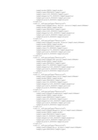 <xmpG:mode>CMYK</xmpG:mode>
<xmpG:type>PROCESS</xmpG:type>
<xmpG:cyan>100.000000</xmpG:cyan>
<xmpG:magenta>75.000000</xmpG:magenta>
<xmpG:yellow>0.000000</xmpG:yellow>
<xmpG:black>0.000000</xmpG:black>
</rdf:li>
<rdf:li rdf:parseType="Resource">
<xmpG:swatchName>Azul marino oscuro</xmpG:swatchName>
<xmpG:mode>CMYK</xmpG:mode>
<xmpG:type>PROCESS</xmpG:type>
<xmpG:cyan>100.000000</xmpG:cyan>
<xmpG:magenta>100.000000</xmpG:magenta>
<xmpG:yellow>0.000000</xmpG:yellow>
<xmpG:black>0.000000</xmpG:black>
</rdf:li>
<rdf:li rdf:parseType="Resource">
<xmpG:swatchName>Lavanda fresca</xmpG:swatchName>
<xmpG:mode>CMYK</xmpG:mode>
<xmpG:type>PROCESS</xmpG:type>
<xmpG:cyan>75.000000</xmpG:cyan>
<xmpG:magenta>75.000000</xmpG:magenta>
<xmpG:yellow>0.000000</xmpG:yellow>
<xmpG:black>0.000000</xmpG:black>
</rdf:li>
<rdf:li rdf:parseType="Resource">
<xmpG:swatchName>PÃºrpura</xmpG:swatchName>
<xmpG:mode>CMYK</xmpG:mode>
<xmpG:type>PROCESS</xmpG:type>
<xmpG:cyan>75.000000</xmpG:cyan>
<xmpG:magenta>100.000000</xmpG:magenta>
<xmpG:yellow>0.000000</xmpG:yellow>
<xmpG:black>0.000000</xmpG:black>
</rdf:li>
<rdf:li rdf:parseType="Resource">
<xmpG:swatchName>Amatista</xmpG:swatchName>
<xmpG:mode>CMYK</xmpG:mode>
<xmpG:type>PROCESS</xmpG:type>
<xmpG:cyan>50.000000</xmpG:cyan>
<xmpG:magenta>100.000000</xmpG:magenta>
<xmpG:yellow>0.000000</xmpG:yellow>
<xmpG:black>0.000000</xmpG:black>
</rdf:li>
<rdf:li rdf:parseType="Resource">
<xmpG:swatchName>Frambuesa</xmpG:swatchName>
<xmpG:mode>CMYK</xmpG:mode>
<xmpG:type>PROCESS</xmpG:type>
<xmpG:cyan>25.000000</xmpG:cyan>
<xmpG:magenta>100.000000</xmpG:magenta>
<xmpG:yellow>0.000000</xmpG:yellow>
<xmpG:black>0.000000</xmpG:black>
</rdf:li>
<rdf:li rdf:parseType="Resource">
<xmpG:swatchName>Magenta puro</xmpG:swatchName>
<xmpG:mode>CMYK</xmpG:mode>
<xmpG:type>PROCESS</xmpG:type>
<xmpG:cyan>0.000000</xmpG:cyan>
<xmpG:magenta>100.000000</xmpG:magenta>
<xmpG:yellow>0.000000</xmpG:yellow>
<xmpG:black>0.000000</xmpG:black>
</rdf:li>
<rdf:li rdf:parseType="Resource">
<xmpG:swatchName>Rojo global</xmpG:swatchName>
<xmpG:type>PROCESS</xmpG:type>
 