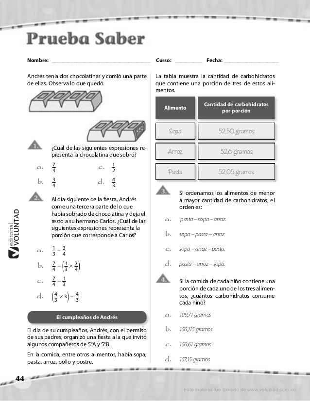 Prueba saber matematicas 5
