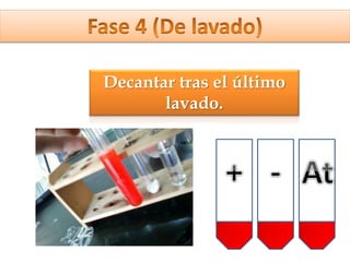 Decantar tras el último
lavado.
 