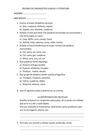 PRUEBAS DE DIAGNOSTICO 12 16 SEP