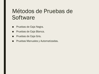 Pruebas del Proyectos de Software ingen | PPTX