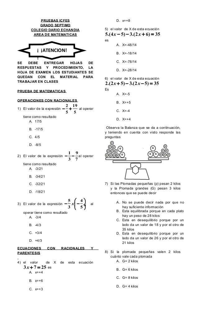 Pruebas icfes septimo -terceras 2014 Pruebas icfes septimo -terceras 2014