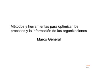 SALM
ON
Métodos y herramientas para optimizar los
procesos y la información de las organizaciones
Marco General
 