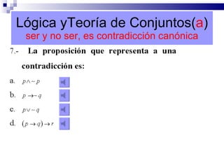 Lógica yTeoría de Conjuntos( a ) ser y no ser, es contradicción canónica 