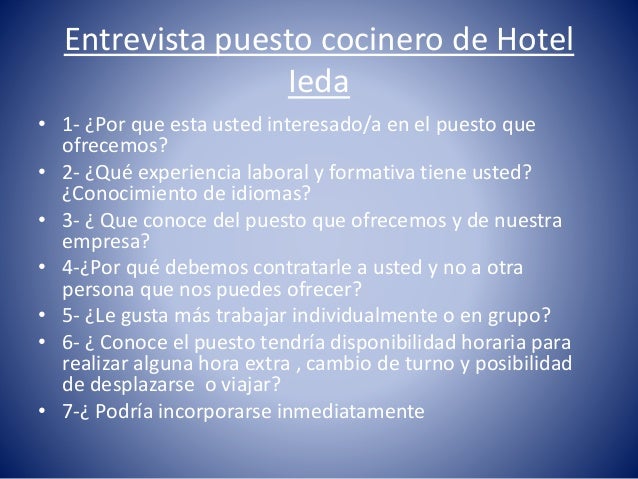 preguntas de entrevista de trabajo para un hotel pruebas profesionales y entrevista para cubrir el puesto preguntas de entrevista de trabajo para un hotel pruebas profesionales y entrevista para cubrir el puesto