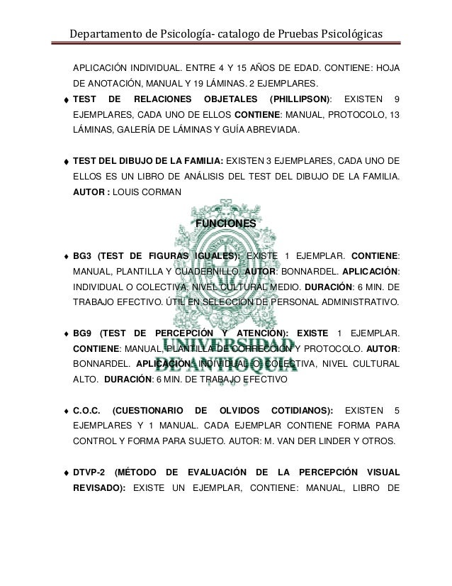 Manual Del Test De Relaciones Objetales De Phillipson