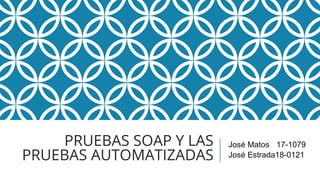 PRUEBAS SOAP Y LAS
PRUEBAS AUTOMATIZADAS
José Matos 17-1079
José Estrada18-0121
 