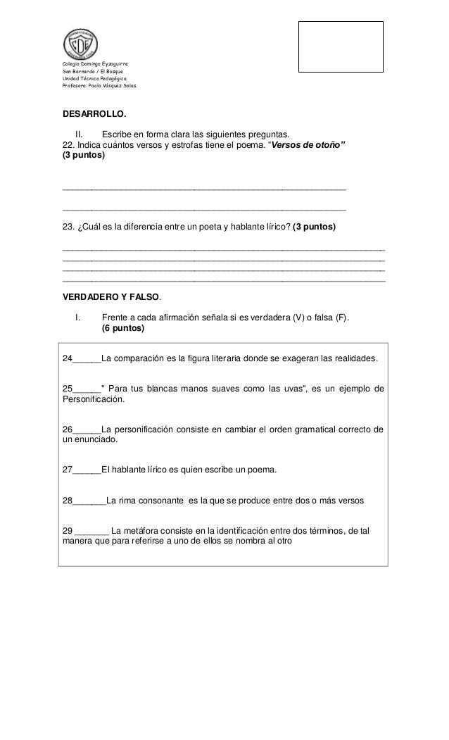Prueba sumativa nº 3 el poema 5to
