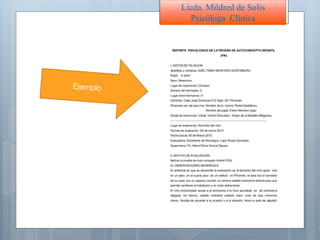 Licda. Mildred de Solís
Psicóloga Clínica
 