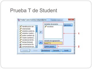 Prueba T de Student
1
2
 
