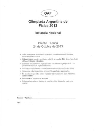 Prueba Teorica Nacional OAF- 2013