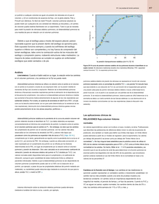 417
25 • Las pruebas de función pulmonar
25 • Las pruebas de función pulmonar
25 • Las pruebas de función pulmonar
pulmonar estática elástico de presión de retroceso se representa en función del volumen
pulmonar expresado como un porcentaje de predicho TLC. 70 una parcela Tal menudo hace
pulmonar expresado como un porcentaje de predicho TLC. 70 una parcela Tal menudo hace
pulmonar expresado como un porcentaje de predicho TLC. 70 una parcela Tal menudo hace
pulmonar expresado como un porcentaje de predicho TLC. 70 una parcela Tal menudo hace
pulmonar expresado como un porcentaje de predicho TLC. 70 una parcela Tal menudo hace
que sea evidente si una reducción de TLC es una función de la incapacidad para generar
una presión adecuada de pulmón retroceso elástico debido a neural, enfermedad de la
pared muscular, o en el pecho o es causado por una pérdida real de la distensibilidad
pulmonar. Si se reduce la distensibilidad pulmonar, todavía puede ser difícil determinar si la
anomalía se debe a un cierto aumento de las fuerzas elásticas o a una disminución en el
número de alvéolos comunicantes con las vías respiratorias (véase la discusión más
adelante).
Las aplicaciones clínicas de
RELACIONES flujo-volumen Valores
normales
los valores espirométricos varían con la altura, el sexo, la edad y la etnia. Publicaciones
que describen las poblaciones de referencia deben incluir no sólo las ecuaciones de
predicción, sino también un medio para definir sus límites más bajos. Un límite inferior
puede estimarse a partir de un modelo de regresión: para la espirometría, los valores
por debajo del percentil 5 se toman como por debajo del "límite inferior de la
normalidad." 28 No hay ninguna base estadística para la práctica común de utilizar el
normalidad." 28 No hay ninguna base estadística para la práctica común de utilizar el
normalidad." 28 No hay ninguna base estadística para la práctica común de utilizar el
80% de los valores normales esperados para el FEV 1 y FVC como el límite inferior de la
80% de los valores normales esperados para el FEV 1 y FVC como el límite inferior de la
80% de los valores normales esperados para el FEV 1 y FVC como el límite inferior de la
normalidad en los adultos. De hecho, Miller et al 71 11.413 pacientes estudiados y se
normalidad en los adultos. De hecho, Miller et al 71 11.413 pacientes estudiados y se
normalidad en los adultos. De hecho, Miller et al 71 11.413 pacientes estudiados y se
encontró que el uso de puntos de corte fijo para determinar si la función pulmonar es
anormal podría mal diagnóstico de más del 20% de los pacientes, que encontraron
podrían evitarse mediante el uso del límite inferior de la normalidad en base a los
valores de los percentiles 5º.
Cambios en la función con el tiempo. Los cambios en las mediciones ric
Cambios en la función con el tiempo. Los cambios en las mediciones ric
spiromet- pueden representar un verdadero cambio o meramente variabilidad. Un
cambio real es más probable cuando una serie de pruebas muestra una
tendencia constante. Un cambio varía en importancia dependiendo de la
magnitud de medida, el periodo de tiempo, y el tipo de paciente. Cuando la FVC y
VC se siguen en sanos, sujetos normales, los cambios dentro de días de 5% o
más, los cambios entre-semana de 11% a 12% o más, y
un pulmón a cualquier volumen es igual a la presión de retroceso en el que el
volumen, y (2) en condiciones de ausencia de flujo, con la glotis abierta, Palv y
Pmouth son idénticos. Es fácil de medir Pmouth; volumen pulmonar absoluto se
puede medir por cualquiera de una variedad de métodos ya discutidos; y el cambio
de volumen puede medirse fácilmente con un espirómetro. Todo lo que se necesita
para medir la presión de retroceso elástico pulmonar y la distensibilidad pulmonar es
una medida de pers en relación con el volumen pulmonar.
Debido a que el esófago pasa a través del espacio pleural, parece
razonable suponer que la presión dentro del esófago se aproxima pers.
Este supuesto funciona siempre y cuando los esfínteres del esófago
superior e inferior son competentes y no hay fuerza de compresión del
lumen esofágicas, tales como la contracción activa de los músculos del
esófago o compresión pasiva, rodeando estructuras nales mediastino. La
mayoría de estas condiciones se cumplen en sujetos sin enfermedad
esofágica que están sentados o de pie.
Análisis
CONFORMIDAD. Cuando el balón está en su lugar, la relación entre los cambios
CONFORMIDAD. Cuando el balón está en su lugar, la relación entre los cambios
en el volumen pulmonar y los cambios en la Ppl se puede medir.
distensibilidad pulmonar dinámica se refiere a la relación entre el cambio en el volumen
distensibilidad pulmonar dinámica se refiere a la relación entre el cambio en el volumen
con el cambio en la presión a través de una respiración tidal, con la presión medida en
momentos de flujo cero durante la respiración. Medición de la distensibilidad pulmonar
dinámica a frecuencias crecientes respiratorias permite la estimación de la dependencia de
la frecuencia de cumplimiento. Una caída en la distensibilidad pulmonar dinámica a medida
que aumenta la frecuencia implica estrechamiento de algunas de las vías respiratorias que
subtienden alvéolos. Por lo tanto, en ausencia de anomalías en total R AW o FEV 1 ( el cual,
subtienden alvéolos. Por lo tanto, en ausencia de anomalías en total R AW o FEV 1 ( el cual,
subtienden alvéolos. Por lo tanto, en ausencia de anomalías en total R AW o FEV 1 ( el cual,
subtienden alvéolos. Por lo tanto, en ausencia de anomalías en total R AW o FEV 1 ( el cual,
subtienden alvéolos. Por lo tanto, en ausencia de anomalías en total R AW o FEV 1 ( el cual,
como se ha descrito anteriormente, son en gran parte determinada por la resistencia de las
vías respiratorias), disminución de la distensibilidad pulmonar dinámica gestas rencias
posible estrechamiento de las vías aéreas pequeñas, periféricas. 68
posible estrechamiento de las vías aéreas pequeñas, periféricas. 68
distensibilidad pulmonar estática es la pendiente de la curva de presión-volumen del
distensibilidad pulmonar estática es la pendiente de la curva de presión-volumen del
pulmón obtenido durante el desinflado de TLC. Los datos obtenidos se expresan
convenientemente en términos de cumplimiento de pulmón, la relación entre el cambio
en el volumen pulmonar para el cambio en P L. Sin embargo, es claro que los cambios
en el volumen pulmonar para el cambio en P L. Sin embargo, es claro que los cambios
en el volumen pulmonar para el cambio en P L. Sin embargo, es claro que los cambios
de cumplimiento de pulmón con el volumen pulmonar, con los valores más altos
observados en los volúmenes de alrededor de FRC y valores más bajos que
prevalecen como los pulmones se expanden más de cerca a TLC ( Higo. 25-14 ).
prevalecen como los pulmones se expanden más de cerca a TLC ( Higo. 25-14 ).
prevalecen como los pulmones se expanden más de cerca a TLC ( Higo. 25-14 ).
cumplimiento por lo tanto, generalmente se reporta como la pendiente de la curva en el
punto 0.5 L por encima de FRC. Sin embargo, cuando se utiliza esta convención, el
valor expresado por el cumplimiento de pulmón se ve influida por los factores
determinantes de la FRC, en lugar de simplemente por la relación entre el volumen
pulmonar y presión de distensión. Otro valor calculado es el comúnmente coeficiente de
pulmonar y presión de distensión. Otro valor calculado es el comúnmente coeficiente de
retracción ( presión de retroceso elástico del pulmón al TLC dividida por TLC). Los
retracción ( presión de retroceso elástico del pulmón al TLC dividida por TLC). Los
valores normales están disponibles tanto para el cumplimiento y el coeficiente de
retracción, aunque la gran variabilidad de estas mediciones limita su utilidad en
pacientes individuales. Debido a que la distensibilidad pulmonar es tan dependiente de
volumen pulmonar (cumplimiento puede caer en un 50% con la resección de un
pulmón, por ejemplo, a pesar de que las propiedades elásticas del pulmón restante son
inalterada), su variabilidad puede reducirse algo mediante la corrección de que para la
altura, predijo TLC, o medir la CRF. 69
altura, predijo TLC, o medir la CRF. 69
máxima información sobre la retracción elástica pulmonar puede derivarse
mediante el análisis de toda la curva, cuando, por ejemplo,
Figura 25-14 curva de presión-volumen estático de los pulmones durante el desinflado en un
Figura 25-14 curva de presión-volumen estático de los pulmones durante el desinflado en un
sujeto normal. Se obtuvieron mediciones durante cinco maniobras diferentes. FRC, capacidad
sujeto normal. Se obtuvieron mediciones durante cinco maniobras diferentes. FRC, capacidad
residual funcional; TLC, la capacidad pulmonar total.
la presión transpulmonar estática (cm H 2 O) 10
la presión transpulmonar estática (cm H 2 O) 10
la presión transpulmonar estática (cm H 2 O) 10
20 40
8
6
4
2
0 30
FRC
TLC
Volumen
(L)
 