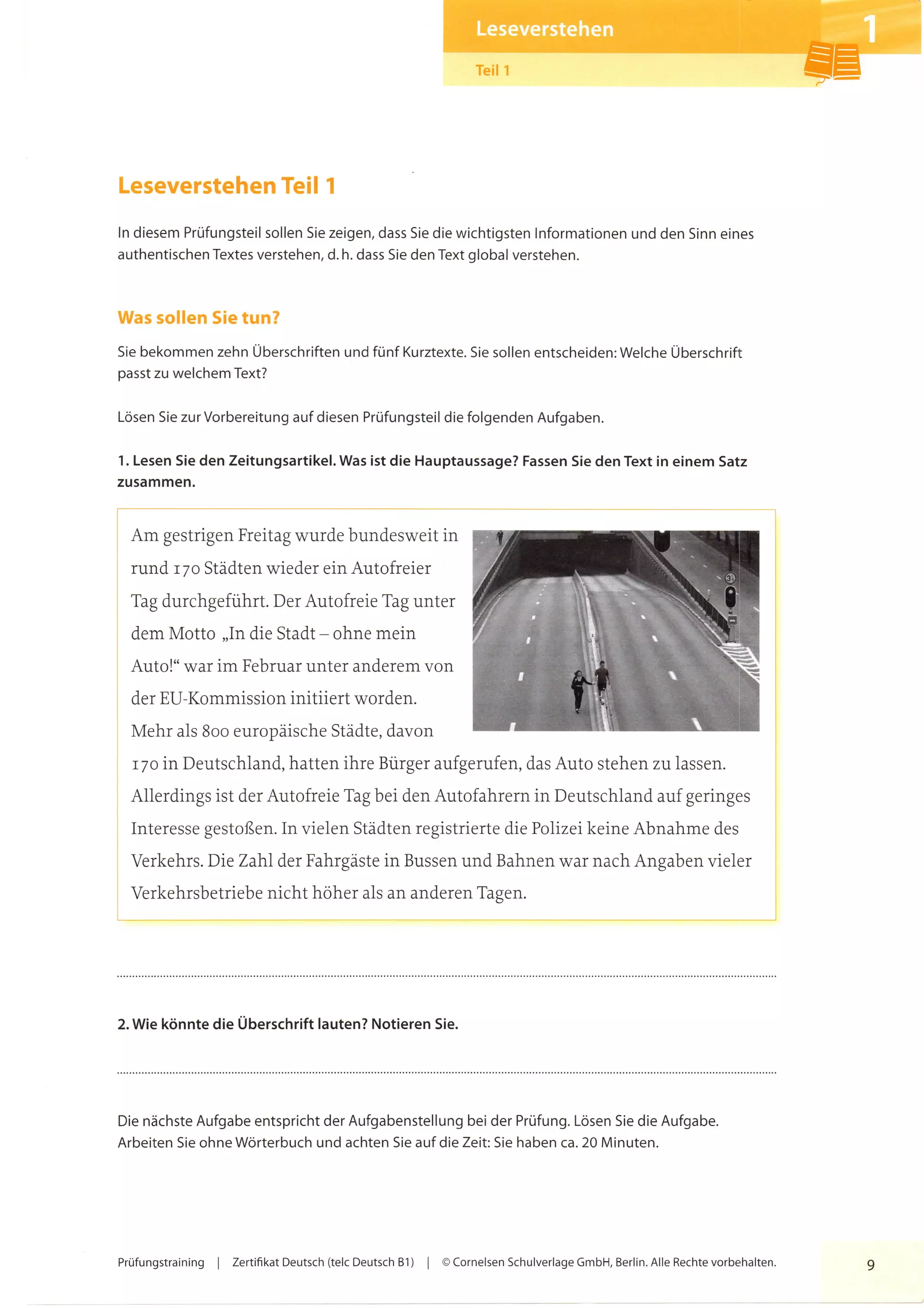 Prüfungstraining Telc Deutsch B1 Cornelsen Lösungen Pdf Pruefungstraining zertifikat telc deutsch b1 ocr | PDF