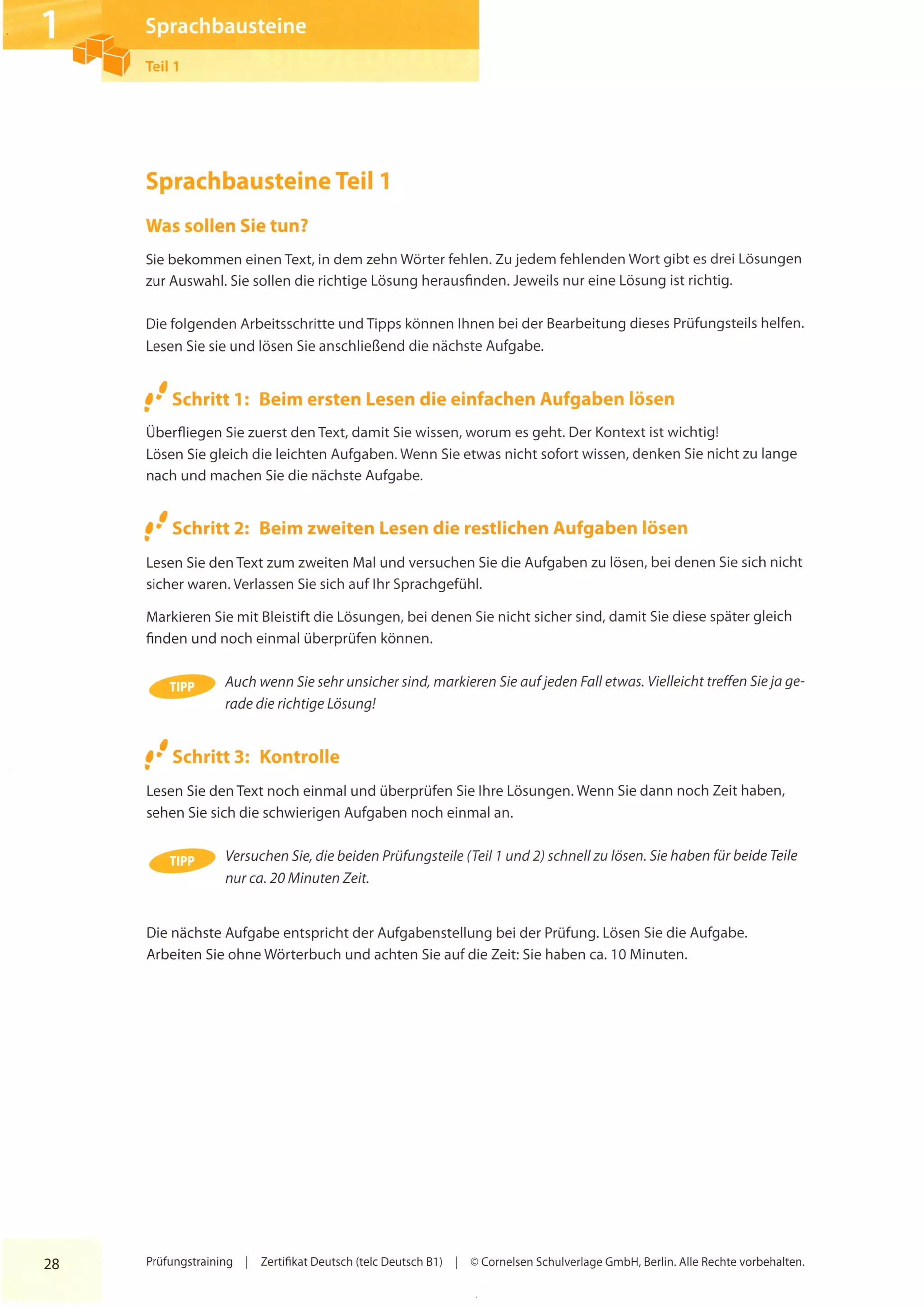 Pruefungstraining zertifikat telc deutsch b1 ocr | PDF