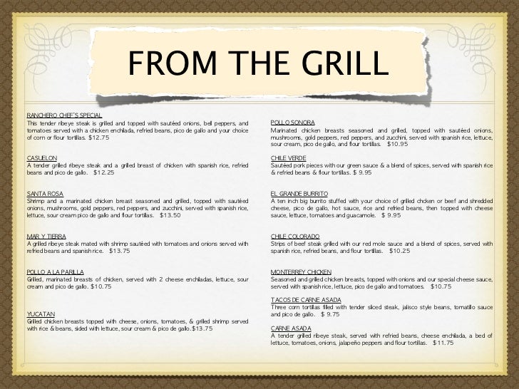 AGAVES UTICA RIDGE MENU