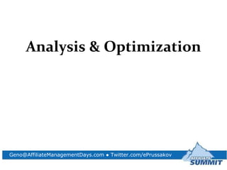Analysis & Optimization 