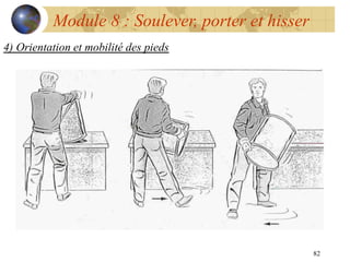 82
Module 8 : Soulever, porter et hisser
4) Orientation et mobilité des pieds
 
