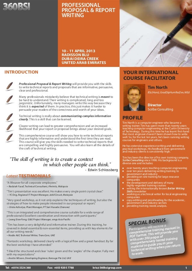 Report Writing Samples - Research Prospect writing a proposal report