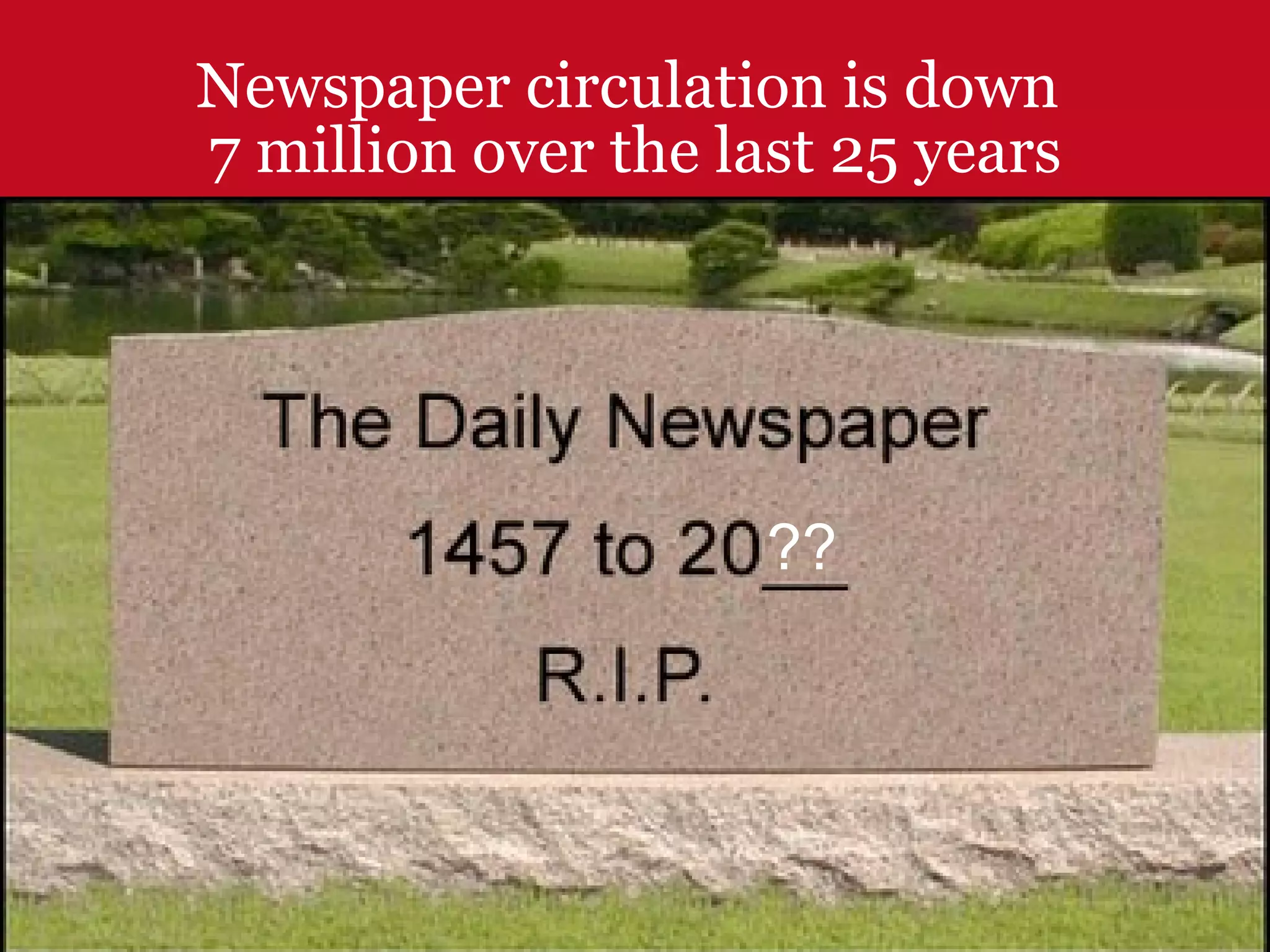 Newspaper circulation is down  7 million over the last 25 years ?? 