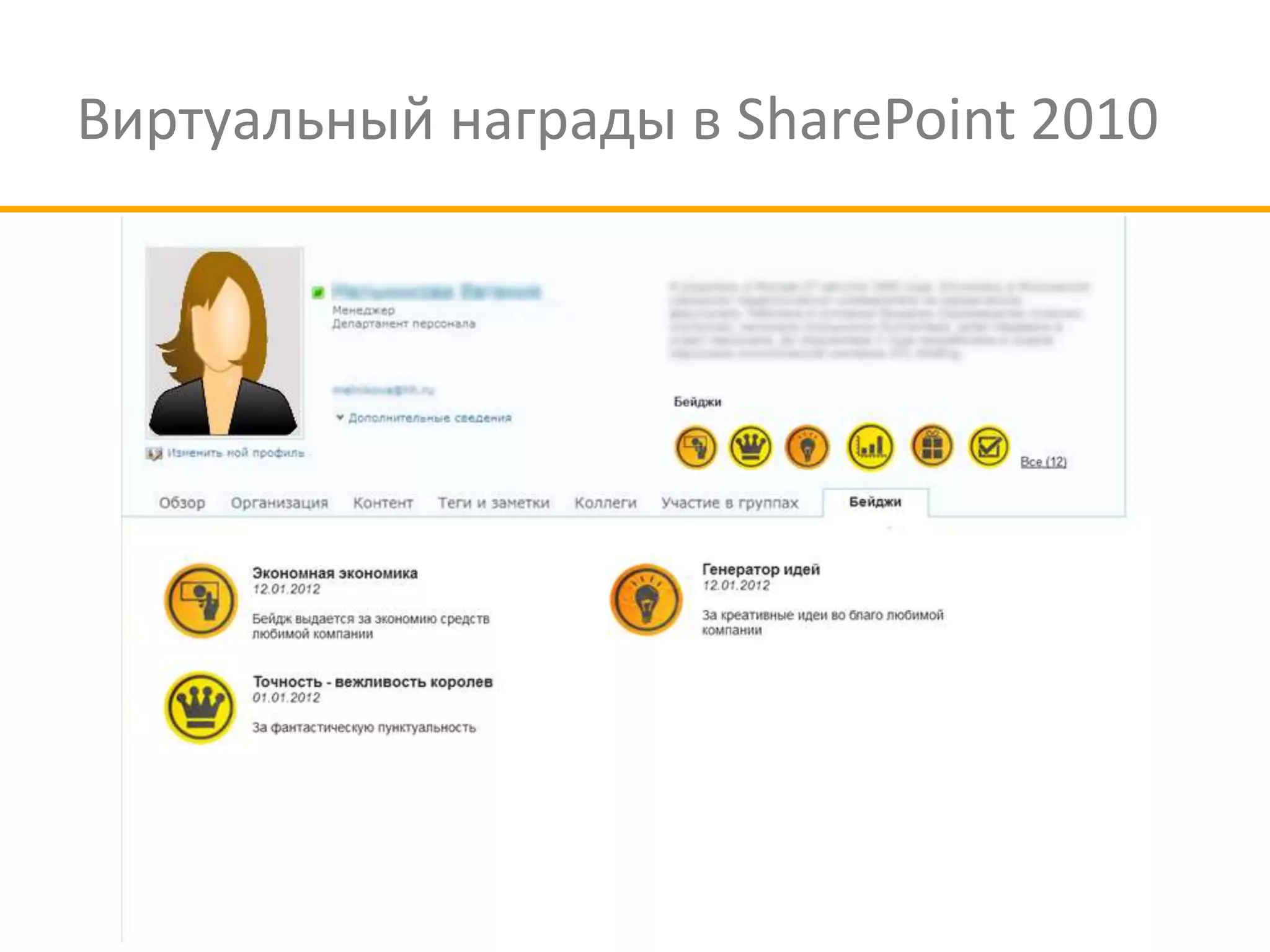 Виртуальный награды в SharePoint 2010
 