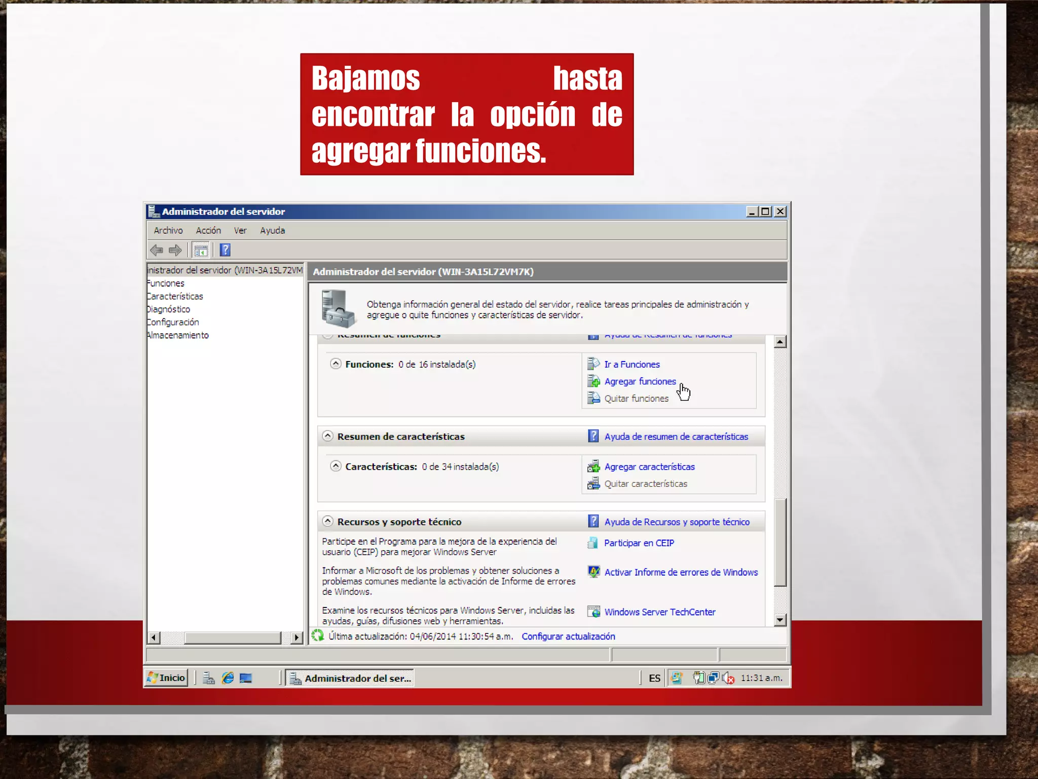 Bajamos hasta
encontrar la opción de
agregar funciones.
 