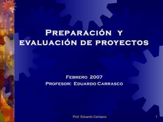 Preparación  y evaluación de proyectos Febrero  2007 Profesor:  Eduardo Carrasco 