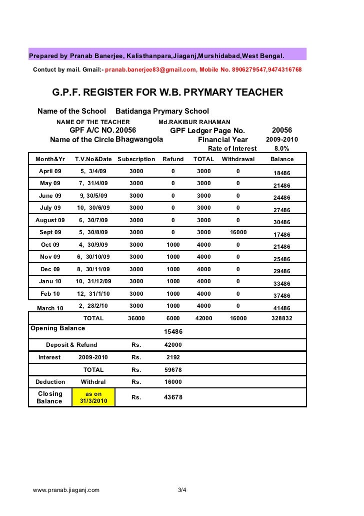 pf salary slip with for w.b slip Prymary account gpf teacher's pf salary slip with for w.b slip Prymary account gpf teacher's