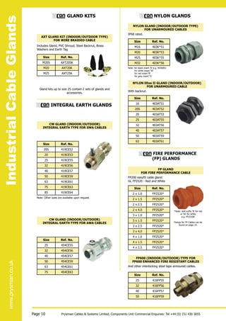 Prysmian Cable Cleats, Cable Joints, Cable Glands
