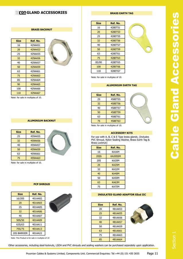 Prysmian (BICON) Cable Glands for FP Cables FP200, FP Plus, FP400